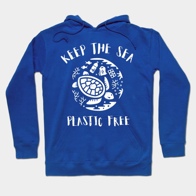 Keep The Sea Plastic Free Turtle Marine Scene Hoodie by bangtees